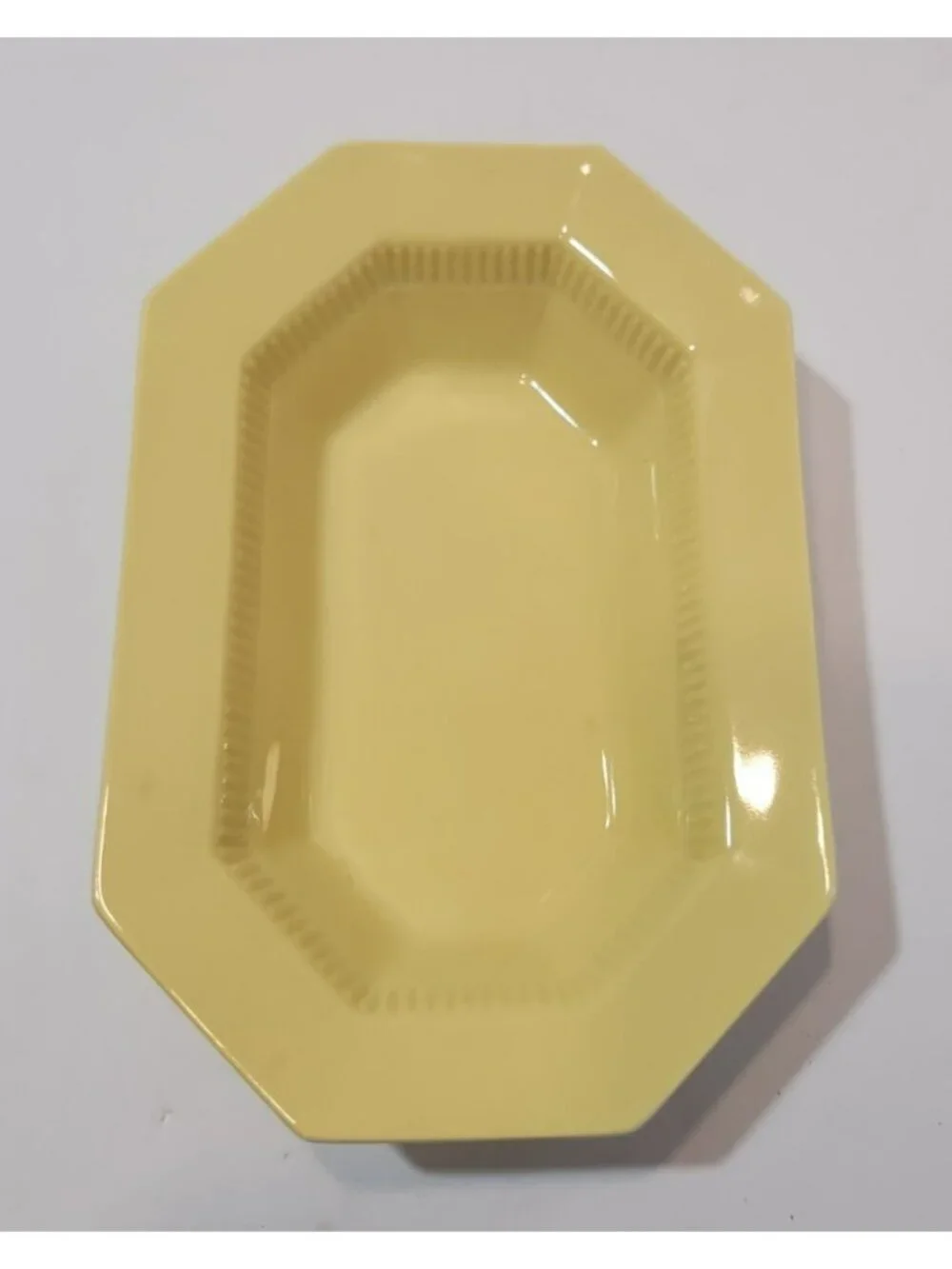 Vtg Independence Ironstone Octagon Daffodil Yellow Serving Dish 9.5